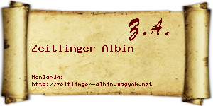 Zeitlinger Albin névjegykártya